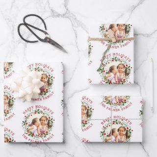 Christmas wreath and red Happy Holidays photo  Sheets