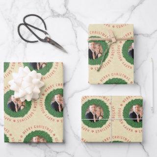 Christmas Wreath Pattern Personalized Photo  Sheets