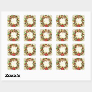 Christmas Wreath To/From Square Stickers