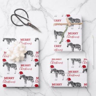 Christmas Zebra Funny Animal with Santa Hat  Sheets