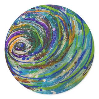 Chroma Vortex Abstract Art Classic Round Sticker