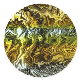 Chrome Liquid Metallic Gold Silver Cool Party Classic Round Sticker