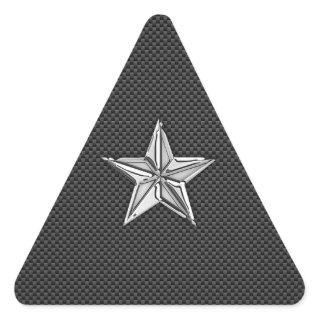 Chrome Nautical Star on Carbon Fiber Triangle Sticker