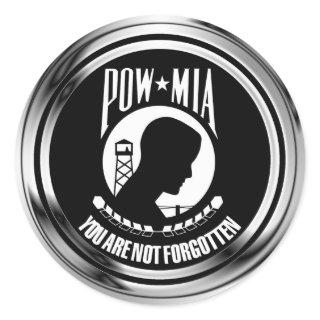 CHROME POW MIA CLASSIC ROUND STICKER