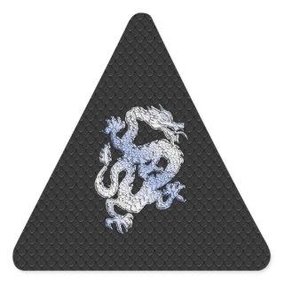 Chrome Style Dragon in Black Snake Skin Print Triangle Sticker