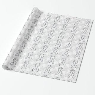 Chrome Style White Ribbon Awareness Houndstooth