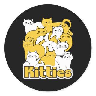 Chubby Kitties Design - Adorable Cat Art Classic Round Sticker