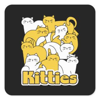 Chubby Kitties Design - Adorable Cat Art Square Sticker