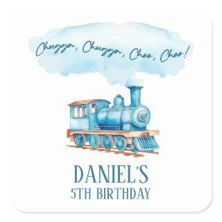 Chugga Choo Choo Vintage Train Birthday Party Square Sticker