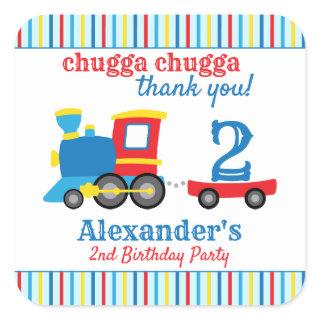 Chugga Chugga Train Birthday Favor Square Sticker