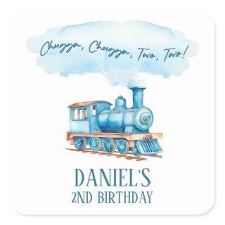 Chugga Two Two Choo Choo Train 2nd Birthday Party Square Sticker