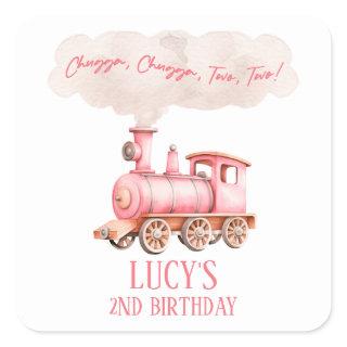 Chugga Two Two Choo Choo Train 2nd Birthday Party Square Sticker