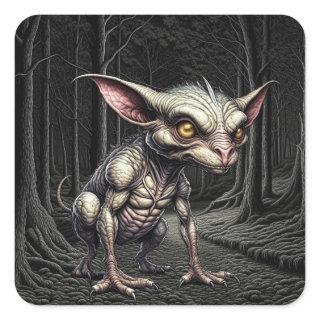 Chupacabra in the Woods Cryptid Square Sticker