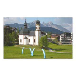 Church in Seefeld, Austria rectangular sticker