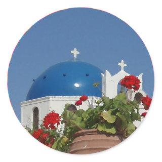 Church Views on Santorini, Greece Classic Round Sticker