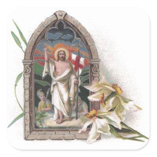 Church Window Resurrection of Christ Square Sticker