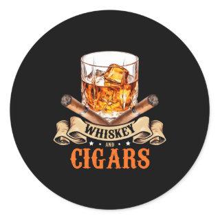 Cigars And Whiskey Cigar Bourbon Whiskey Classic Round Sticker