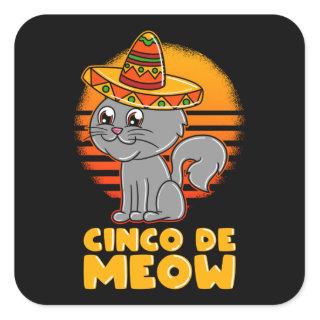 Cinco De Mayo Sweet Cat With Sombrero Square Sticker