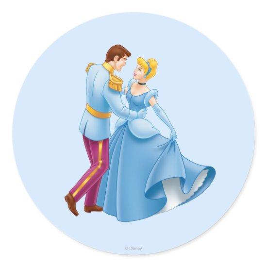 Cinderella and Prince Charming Classic Round Sticker