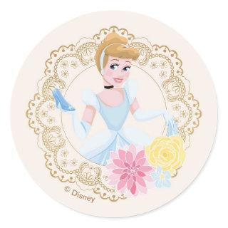 Cinderella  | Floral Gold Confetti Classic Round Sticker