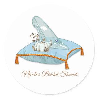Cinderella Glass Slipper Elegant Bridal Shower Classic Round Sticker