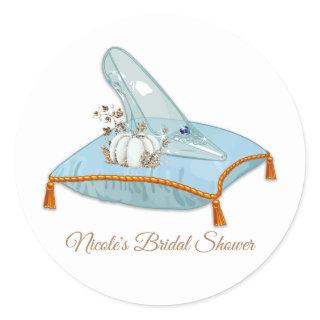 Cinderella Glass Slipper Elegant Bridal Shower Classic Round Sticker