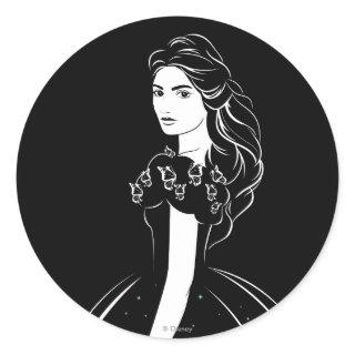 Cinderella Graphic on Black Classic Round Sticker