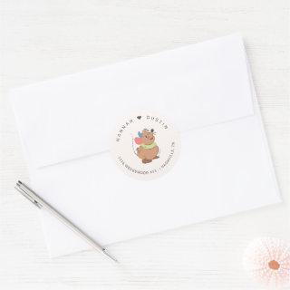 Cinderella & Prince Charming Wedding Address Classic Round Sticker