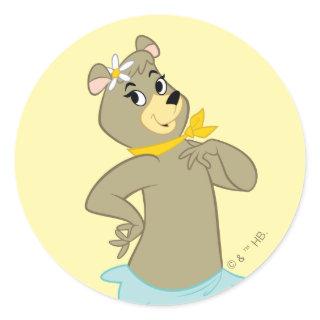 Cindy Bear Playful Pose Classic Round Sticker
