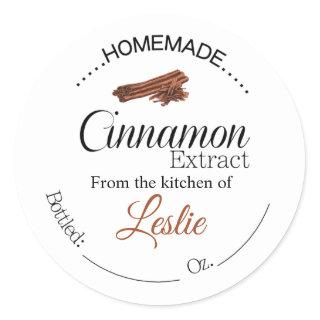 Cinnamon Extract labels, homemade extracts Classic Round Sticker