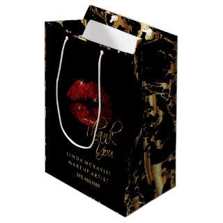 Cinnamon Red Glitter Lip & Gold Marble - Thank You Medium Gift Bag