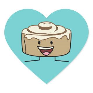 Cinnamon Roll Bun pastry gooey sugar swirl Danish Heart Sticker