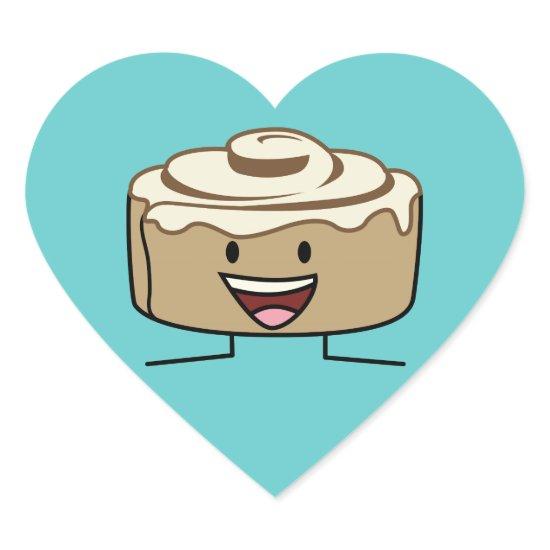 Cinnamon Roll Bun pastry gooey sugar swirl Danish Heart Sticker