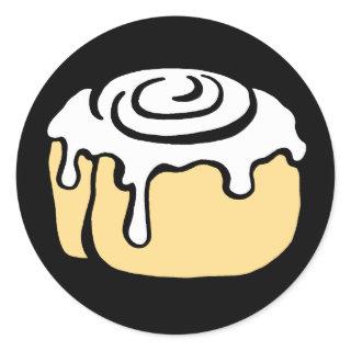 Cinnamon Roll Honey Bun Cute Cartoon Design Black Classic Round Sticker