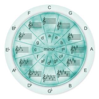 Circle of Fifths Turquoise Marble for Musicians Classic Round Sticker
