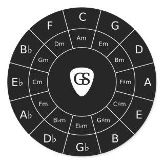 Circle Of Fifths - White Design for Musicians Clas Classic Round Sticker