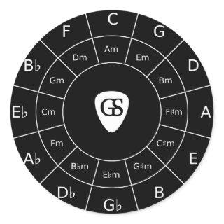 Circle Of Fifths - White Design for Musicians Clas Classic Round Sticker