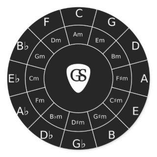 Circle Of Fifths - White Design for Musicians Classic Round Sticker