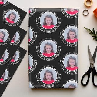 Circle One Photo Happy Birthday Greeting - Black  Sheets