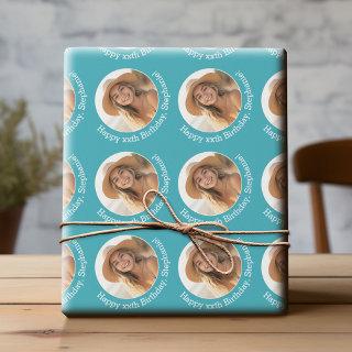 Circle One Photo with Birthday Greeting - Blue