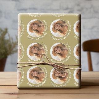 Circle One Photo with Birthday Greeting - Gold