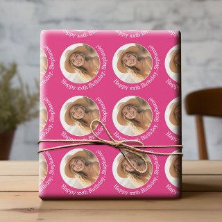 Circle One Photo with Birthday Greeting Magenta