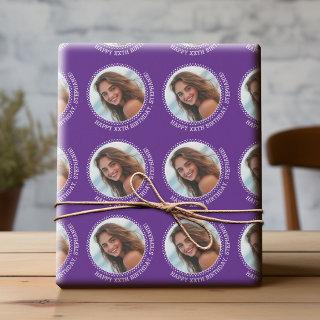 Circle One Photo with Birthday Greeting - Purple
