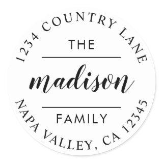 Circle Script | Create Your Own Return Address Classic Round Sticker