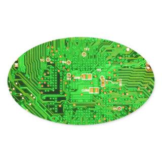 Circuit Board Design Oval Sticker