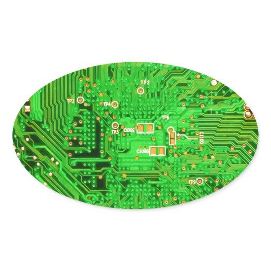 Circuit Board Design Oval Sticker