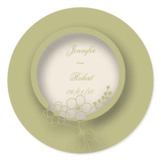 Circular Monogram Flowered Seal in Green and Creme