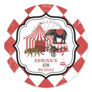 Circus Carnival Festival Theme Big Top Birthday Classic Round Sticker