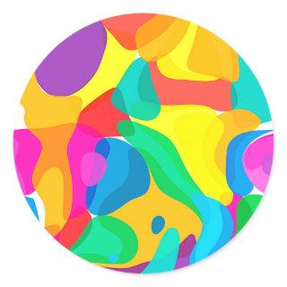 Circus Colors Chaos Abstract Art Pattern Classic Round Sticker