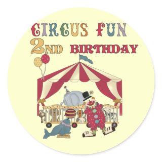 Circus Fun 2nd Birthday Tshirts and Gifts Classic Round Sticker